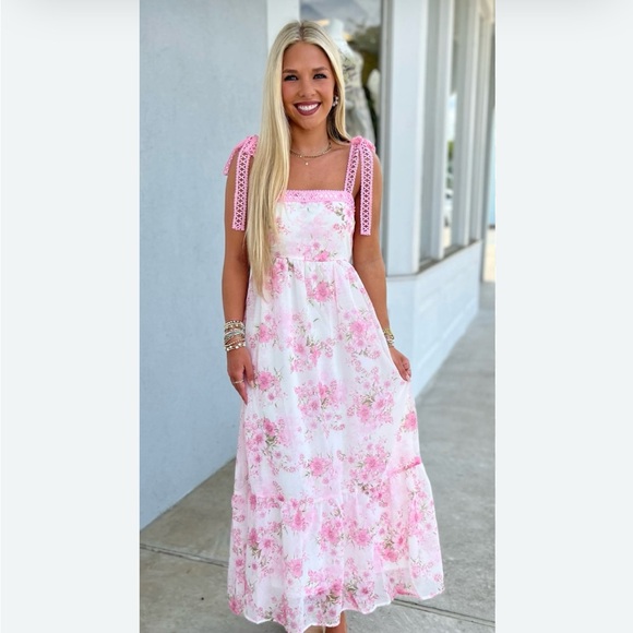Floral Pink Maxi Dress - Picture 1 of 8